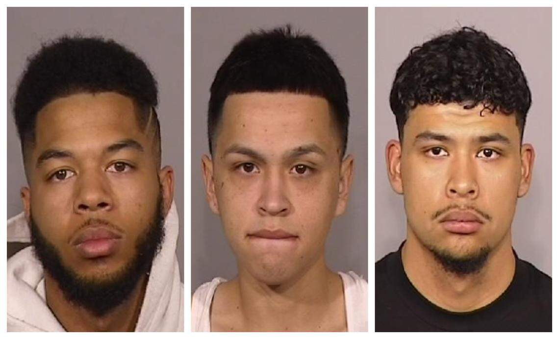 Davon Martin, 20, Matthew Duran, 20, and Saul Jandres, 21, were cited along with two women after police caught a large number of people having a party inside a Clovis, CA, school gym.