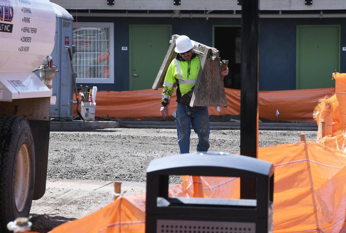 Renovation work is seen at the Villa Motel along Parkway Drive Thursday, March 30, 2023 in Fresno.