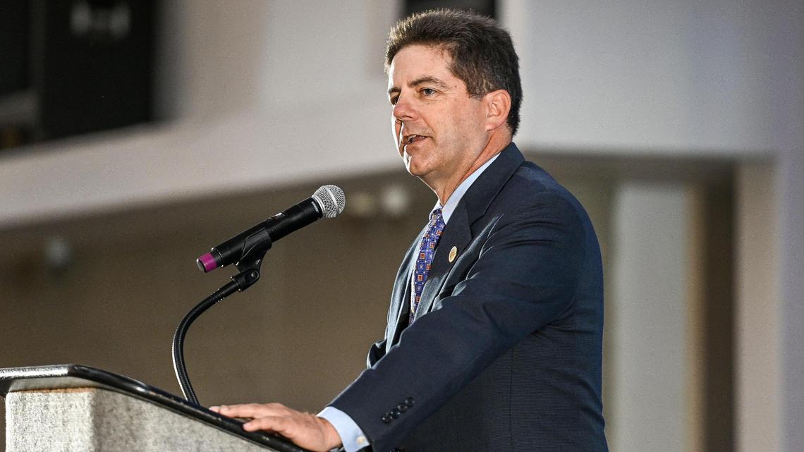 Fresno County Supervisor Brian Pacheco, the 2022 Chairman of the Board of Supervisors, speaks during the annual State of the County luncheon at the Fresno Convention Center’s Valdez Hall on Tuesday, September 27, 2022.
