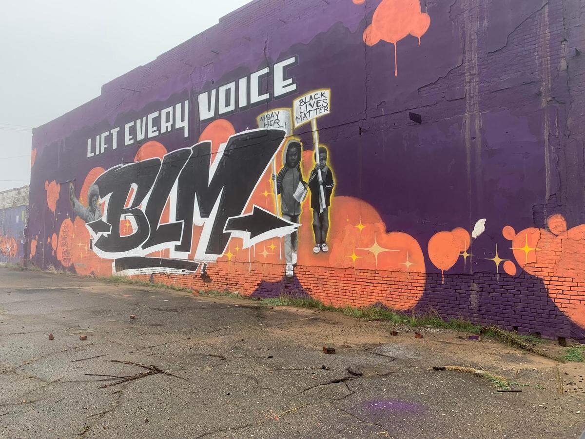 The structurally damaged building, across from Chukchansi Park, is home to a Black Live Matter mural.