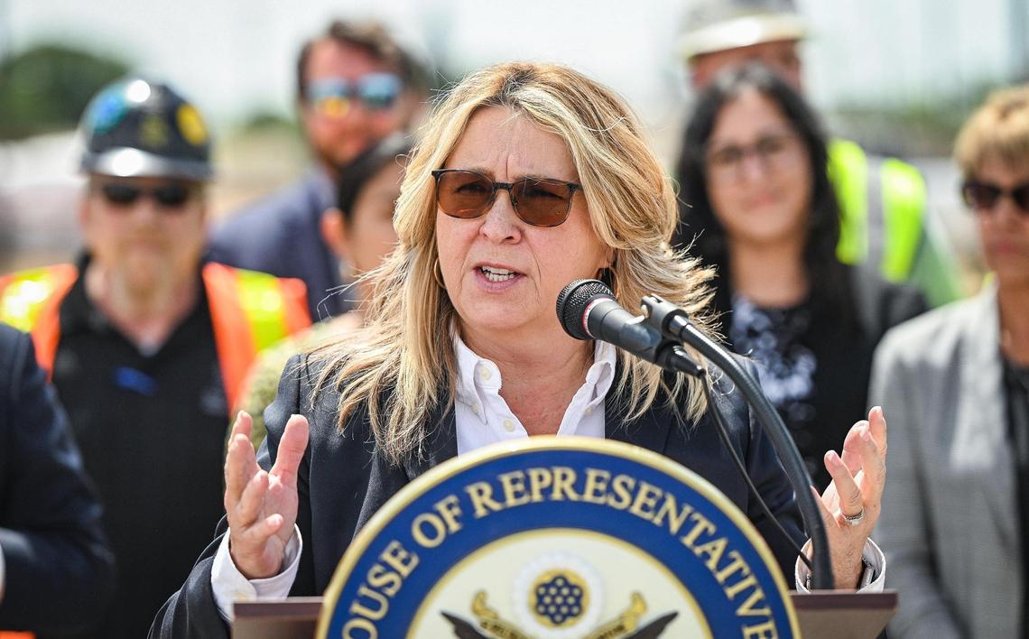 Chancellor of State Center Community College District Dr. Carole Goldsmith addresses the media about a new 60,00-square-foot training center on the West Fresno Campus of Fresno City College to assist women, minorities, veterans, ex-offenders, at-risk and disconnected young adults and other underrepresented individuals as part of $11 million for local projects secured by Congressman Jim Costa through the Fiscal Year 2022 government funding package.