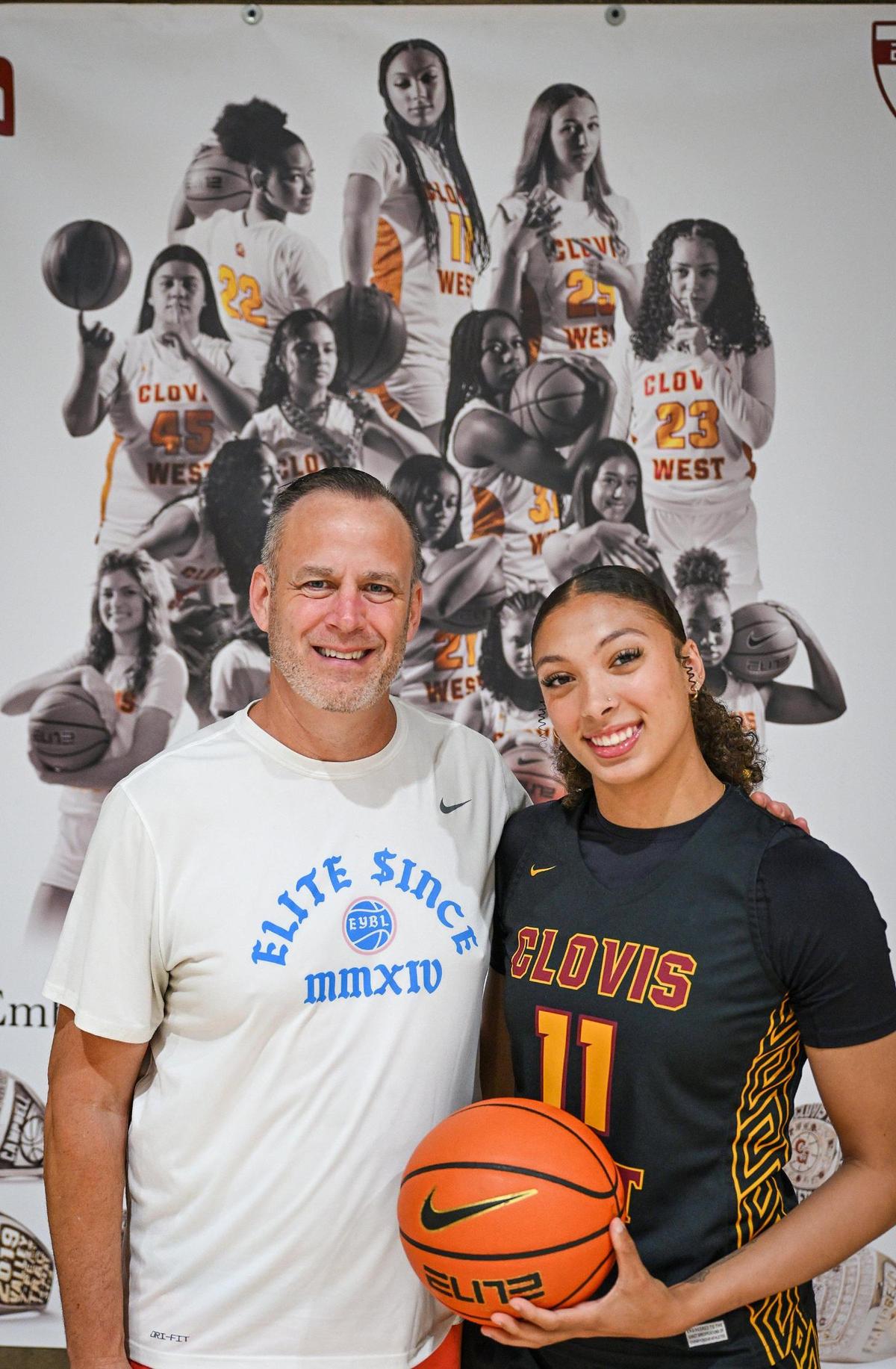 Clovis West girls basketball coach Craig Campbell is The Bee’s 2025 girls basketball Co-Coach of the Year and his star player Alexis Swillis is girls basketball player of the year.