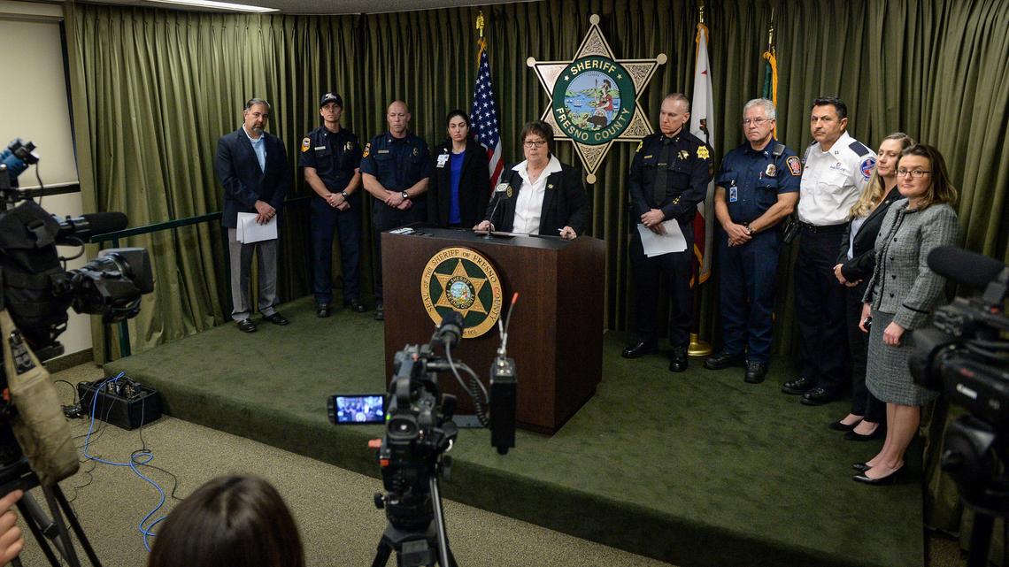 Fresno County Sheriff Margaret Mims presides over a news conference to discuss information about a recent fentanyl overdose and death case and how county law enforcement and health agencies are responding to the growing problem in the Central Valley, at the Fresno County Sheriff’s Department on Monday, Jan. 14, 2019.