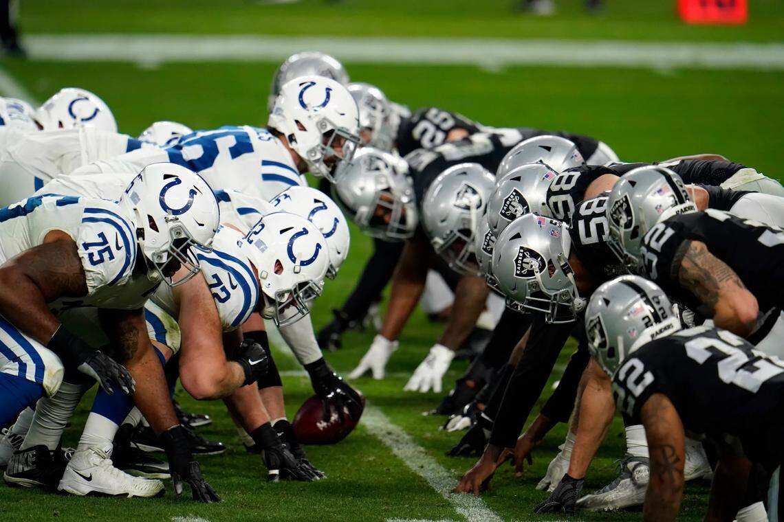 The Las Vegas Raiders and Indianapolis Colts meet at Allegiant Stadium on Sunday, Nov. 13, 2022.