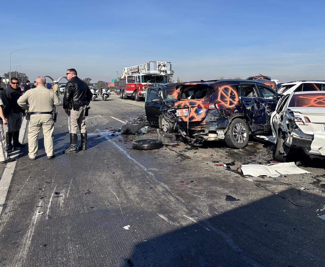 One person is dead and several injured after a fog-related crash on Highway 99 between North and Cedar in Fresno, California on Sunday, Jan. 11, 2026.