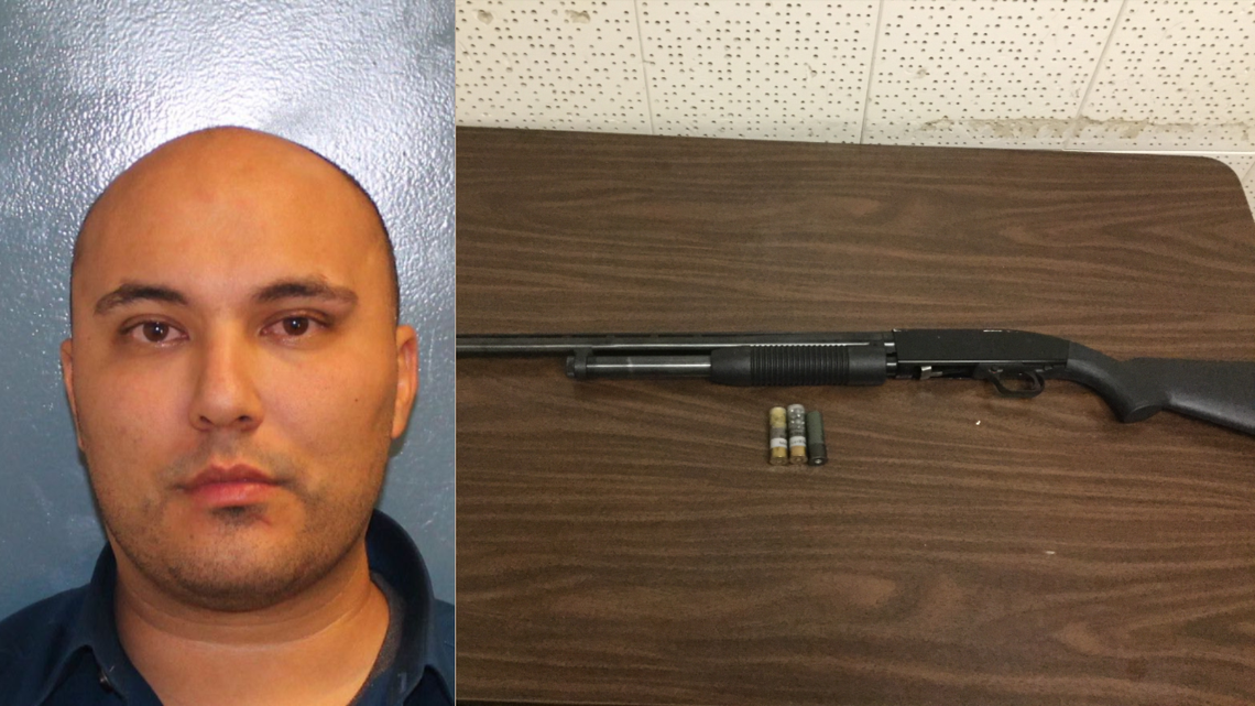 Paul Nichols, 32, was arrested in Visalia on suspicion of attempted carjacking and brandishing a shotgun.