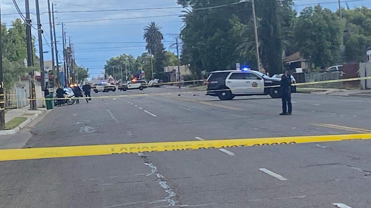 Maple and McKenzie avenues in Fresno was blocked off after a man in an electric scooter was hit by a vehicle in a hit-and run on Sunday, April 27, 2025.