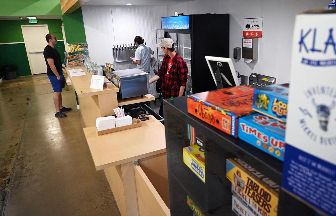 Drink orders including craft beer and seltzers are offered at Beer for the Meeples, located at the corner of Bullard and Minnewawa Avenues. Photographed Tuesday afternoon, June 14, 2022 in Clovis.