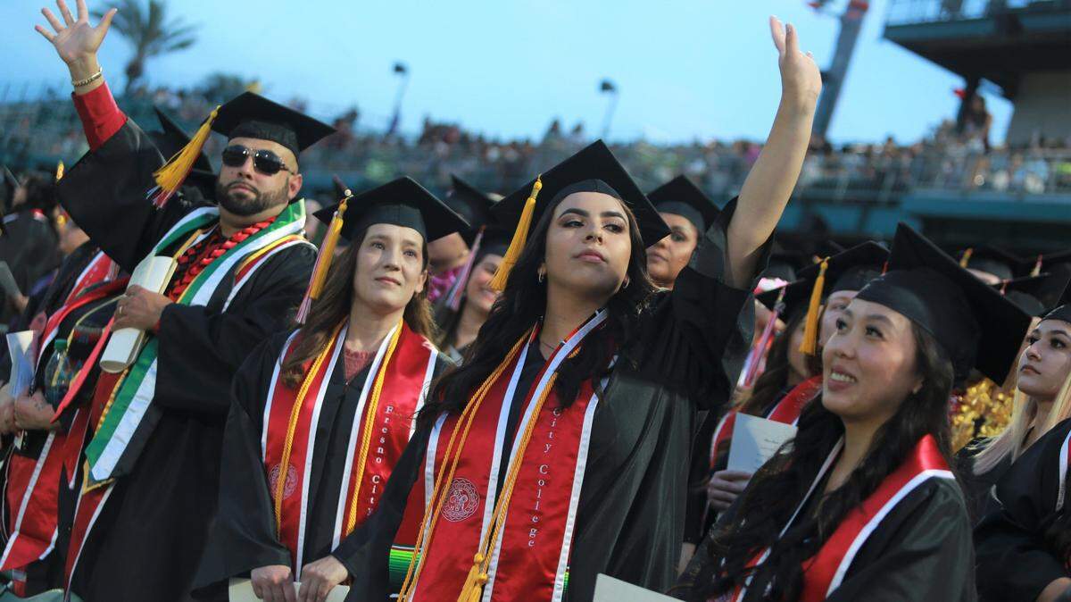 Fresno City College graduates during the commencement ceremony Friday night (June 3) at Chukchansi Park.