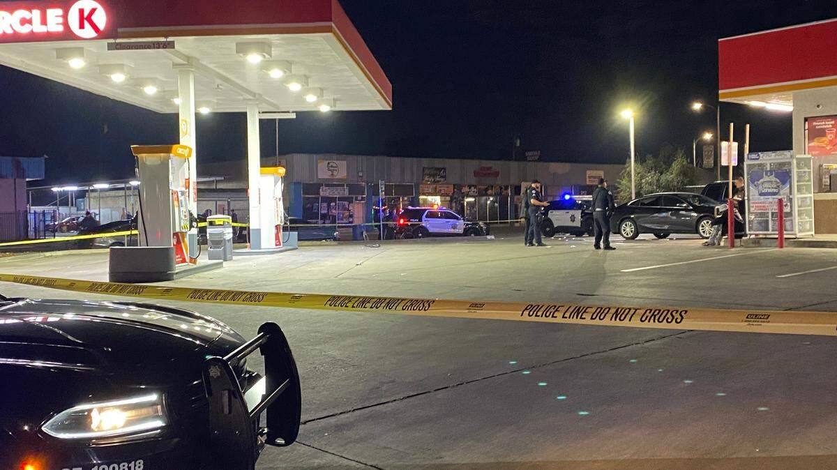 Officers responded to a shooting at the Circle K at Olive and Palm avenues on Saturday, Feb. 24, 2024.