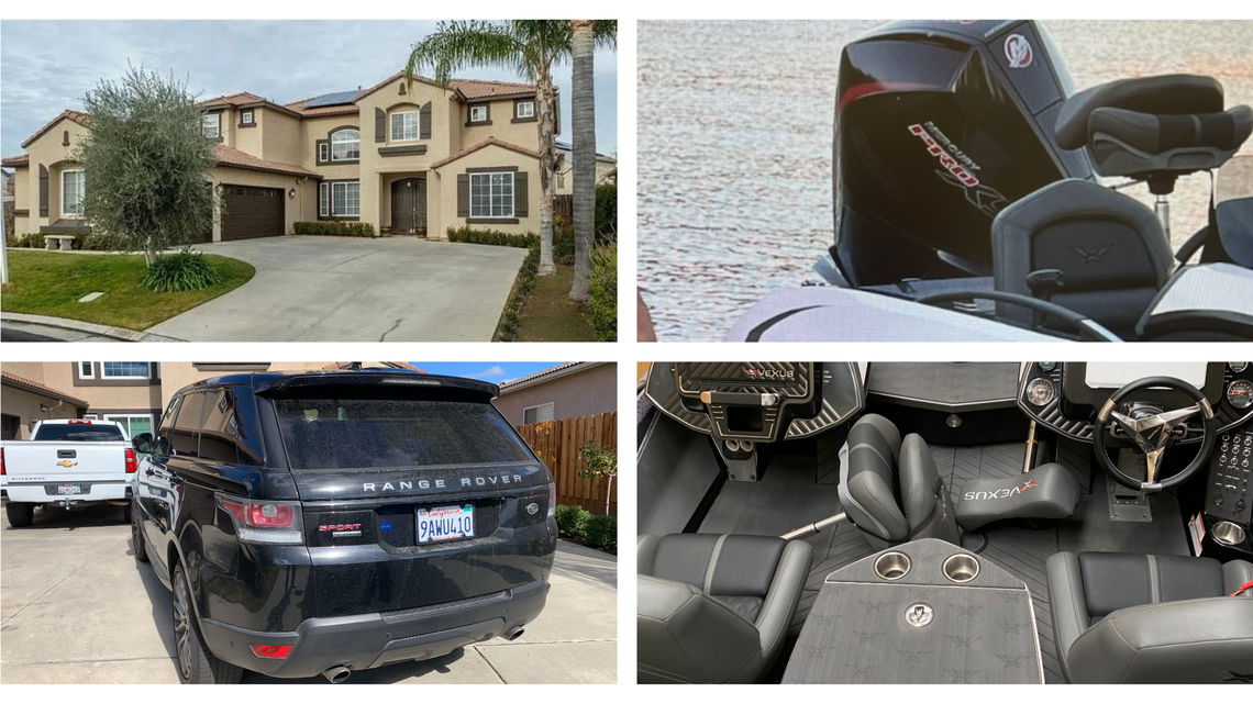 The DA’s office said Fresno residents Marcos Garza, Ana Ramirez, Laura Mora and Olivia Rodriguez took part in a sweeping automobile theft, identity theft and real estate fraud conspiracy that resulted in more than $500,000 in illegal purchases over two years. Among the purchases was a six-figure boat, a Range Rover SUV and real estate.