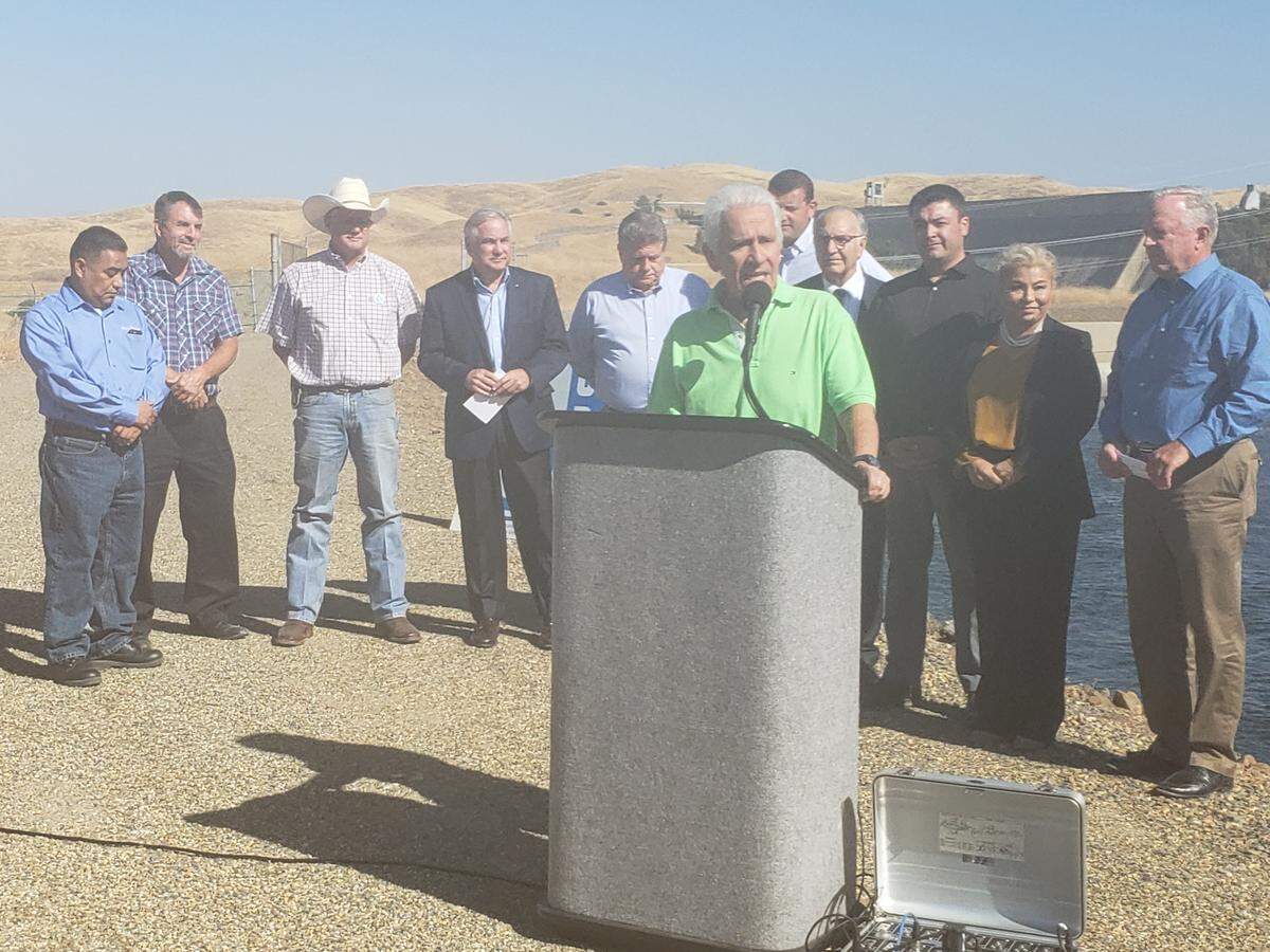 Rep. Jim Costa, D-Fresno, speaks at a Yes on Prop 3 campaign news conference at the Friant-Kern Canal on Sept. 20, 2018.