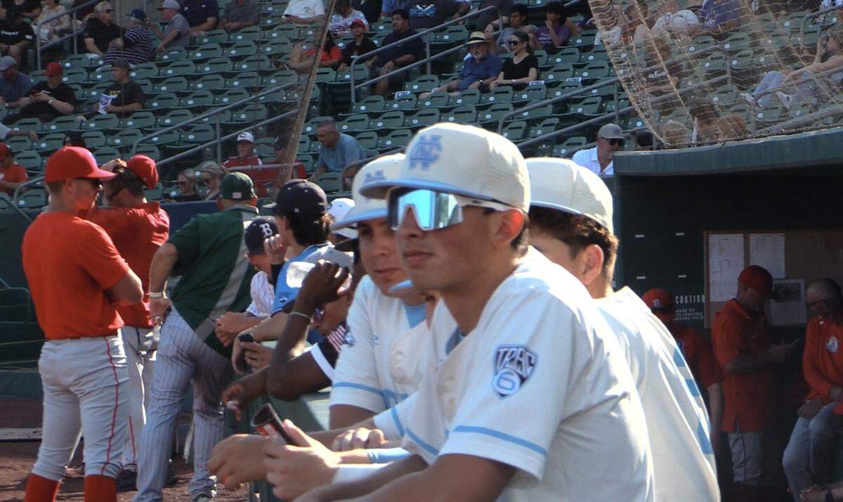 Clovis North players look on before the City/County All-Star game at Chukchansi Park on Sunday, June 8, 2025.