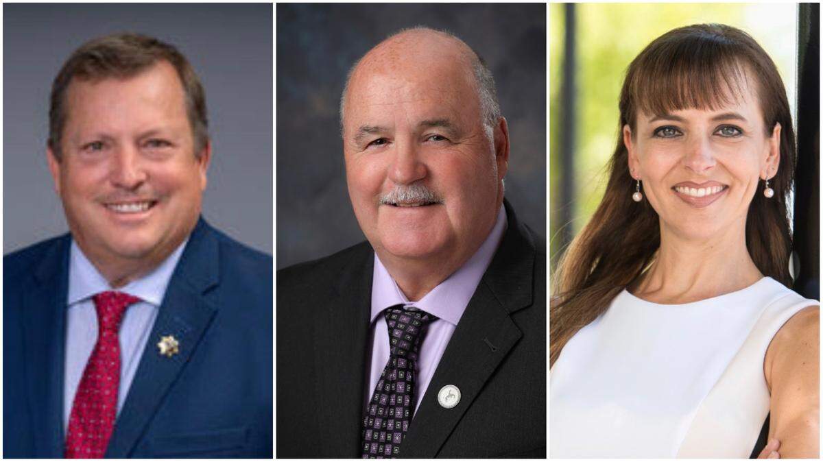 The top vote-getters for three Clovis City Council seats as of Tuesday night were Matt Basgall, left, Drew Bessinger, center, and Diane Pearce.