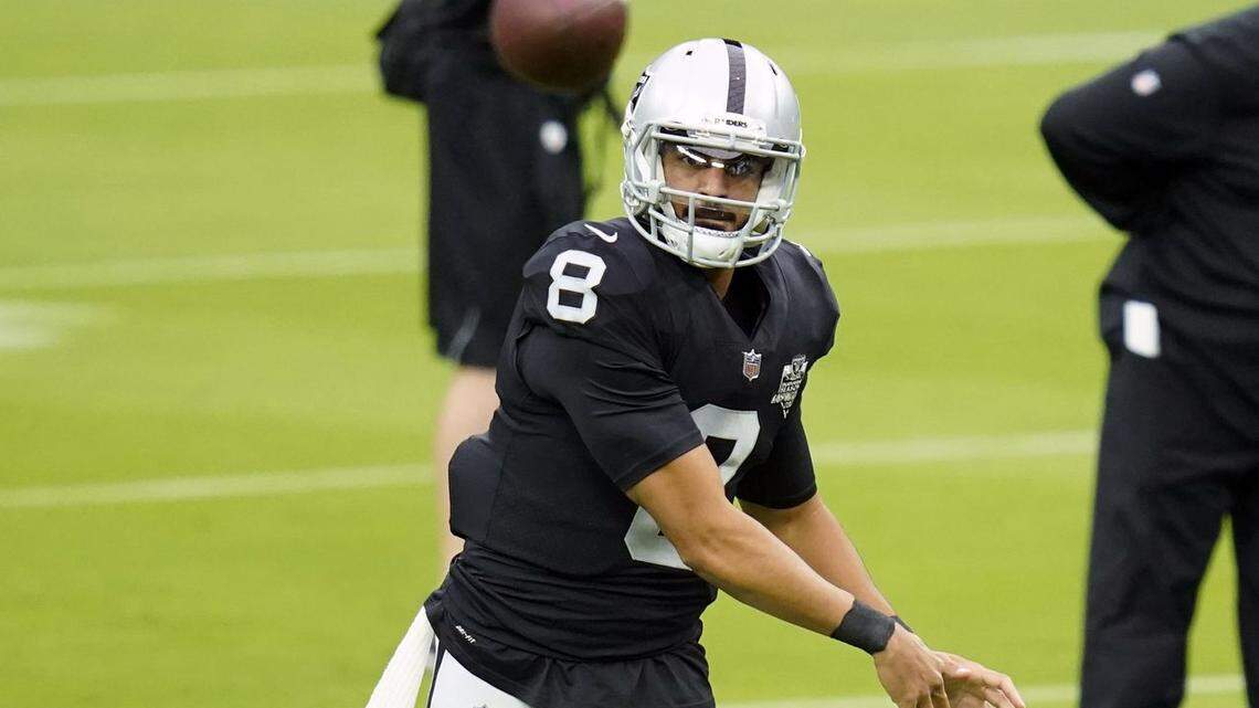Backup Las Vegas Raiders quarterback Marcus Mariota played in one game last season against the Los Angeles Chargers.
