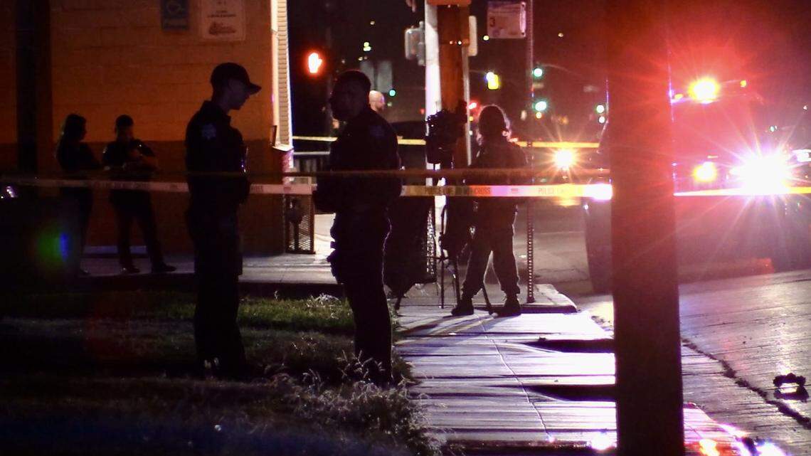 A woman was struck by a vehicle at Clinton Avenue and First Street in Fresno, California on Friday, June 7, 2024.