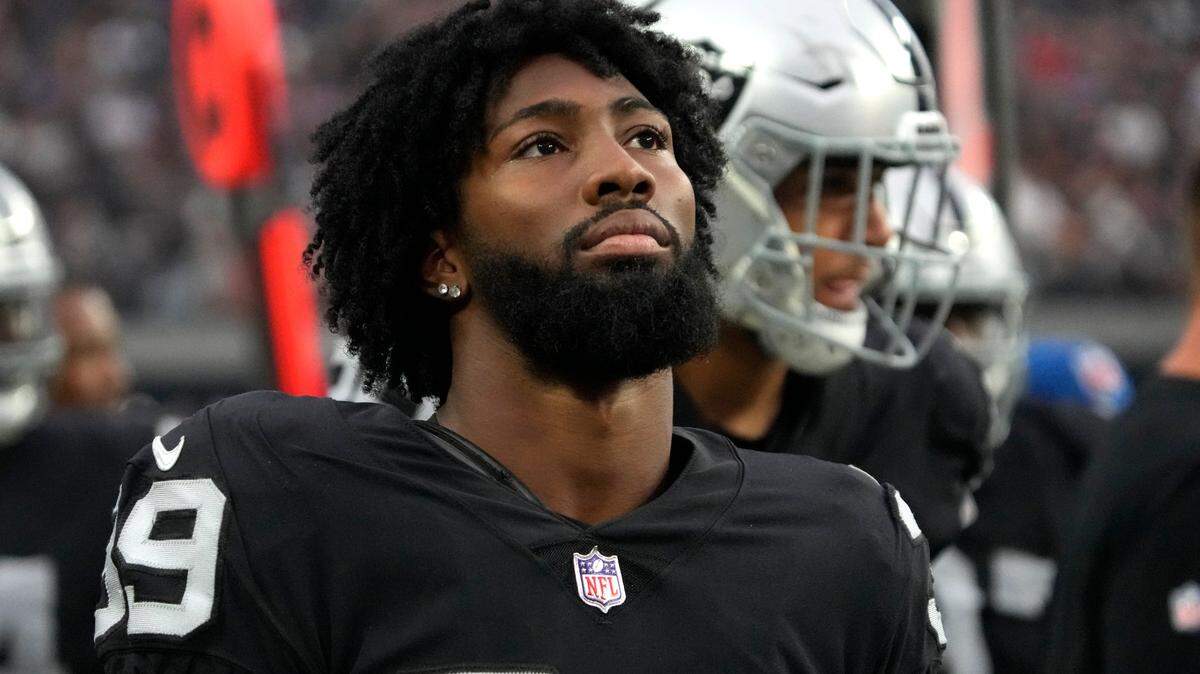 Raiders cornerback Nate Hobbs during the first half of an NFL preseason game against the Minnesota Vikings, Sunday, Aug. 14, 2022, in Las Vegas.