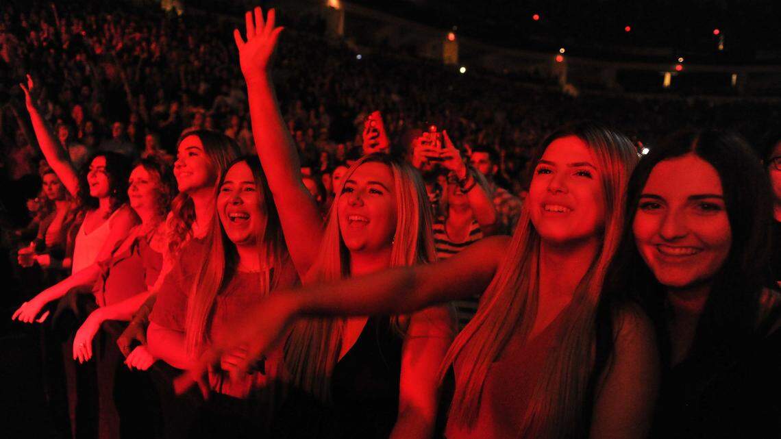 Excited Luke Combs fans take in his concert at the Save Mart Center in 2019.