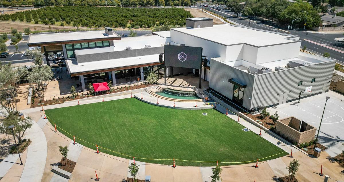 An amphitheater with a large outdoor video screen and baptismal fountain will give church members plenty of room to enjoy events at The Well Community Church’s Clovis campus.