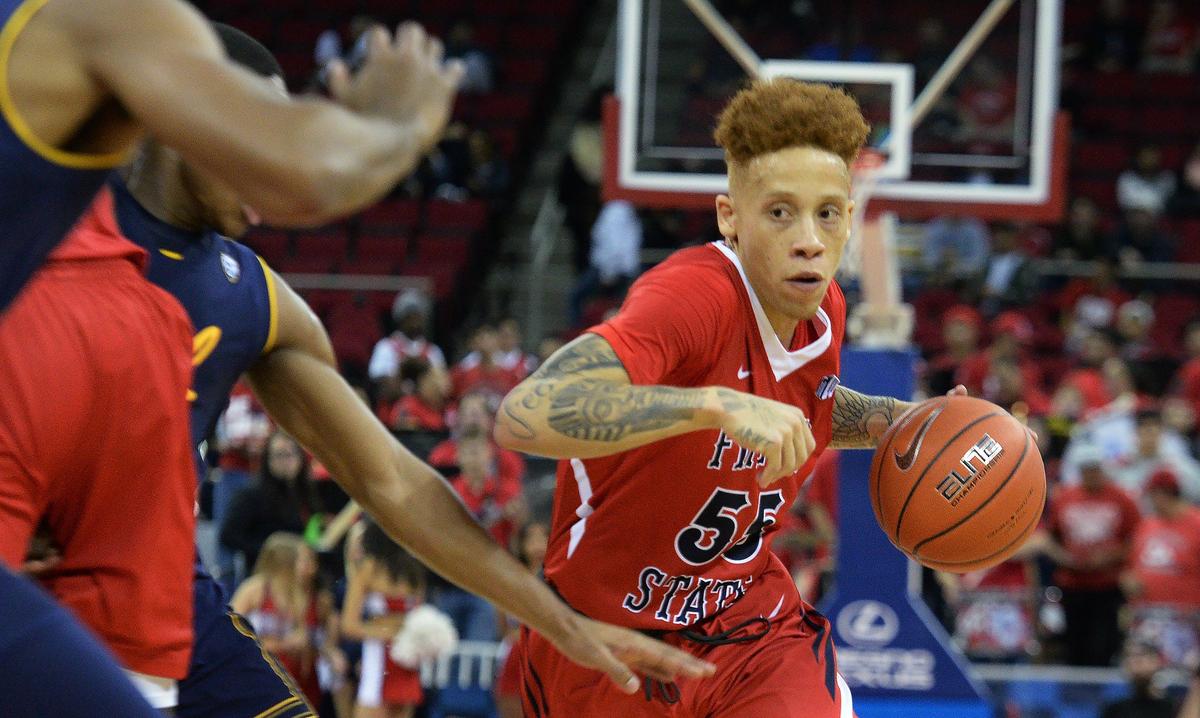 Fresno State guard Noah Blackwell, who has missed the past two games with a hamstring injury, could return to the lineup for the Bulldogs against Wyoming Wednesday, Jan. 30, 2019 at the Arena-Auditorium in Laramie, Wyo. Blackwell, coach Justin Hutson said, will be a game-time decision.