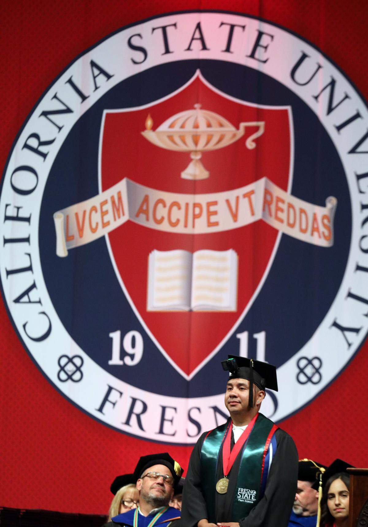 Mauricio Soriano earned a master’s degree in Plant Science with a 3.58 GPA from the Fresno State College of Agricultural Sciences and Technology at the college’s graduation ceremony at the Save Mart Center on May 16, 2025. Soriano was named the dean’s graduate medalist.