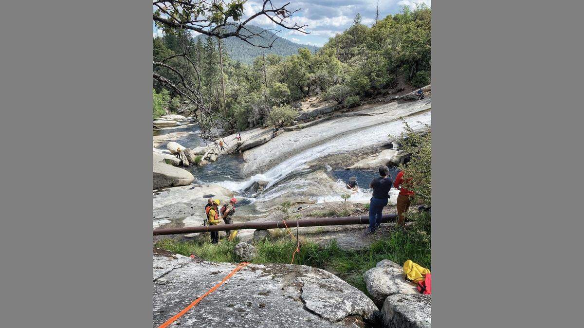 A 14-year-old girl was rescued after she slipped and fell along Willow Creek at Angel Falls Recreation Area on Saturday, May 22, 2021.