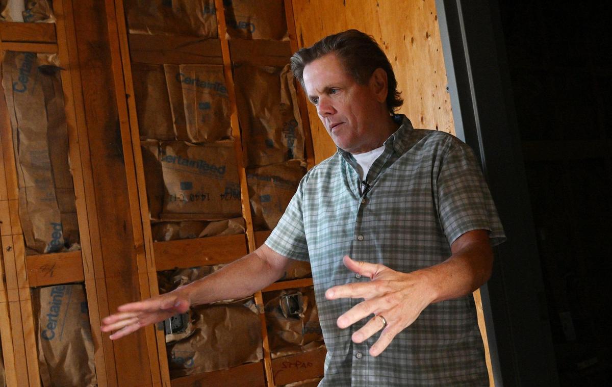 Todd Speelman describes the green room development for the new Adventist Health Amphitheater under construction in central Tulare. Photographed Friday, Oct. 18, 2024.