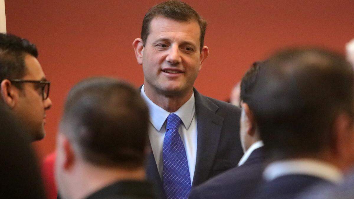 Rep. David Valadao, R-Hanford, speaks at the public swearing-in ceremony for Assemblymember Alexandra Macedo, R-Tulare, at the Tulare City Council Chambers on Jan. 31, 2025.