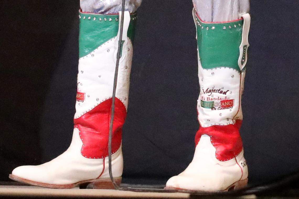 Mi Banda el Mexicano se presentó en el Paul Paul Theater durante el Festival de la Quebradita en los terrenos de la Gran Feria de Fresno el 8 de octubre de 2023..