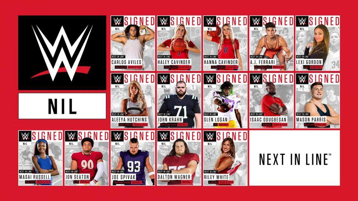 The inaugural of WWE’s Next in Line program, a partnership with 15 college athletes, including Fresno State basketball players Haley and Hanna Cavinder.