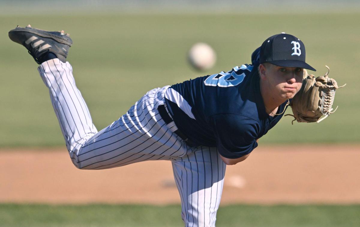 Bullard’s Sammy Reynolds picthes against Centennial High in the Central Section DI baseball quarterfinal Friday, May 19, 2023 in Fresno. Centennial won 6-2.