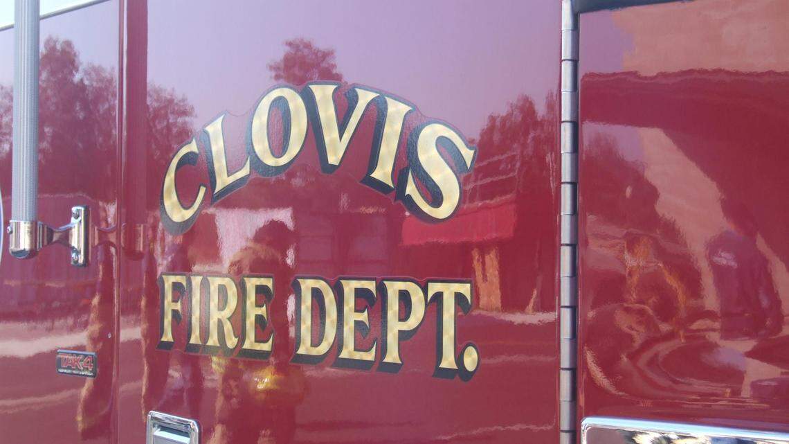 A Clovis Fire Department fire engine door in an undated photo.