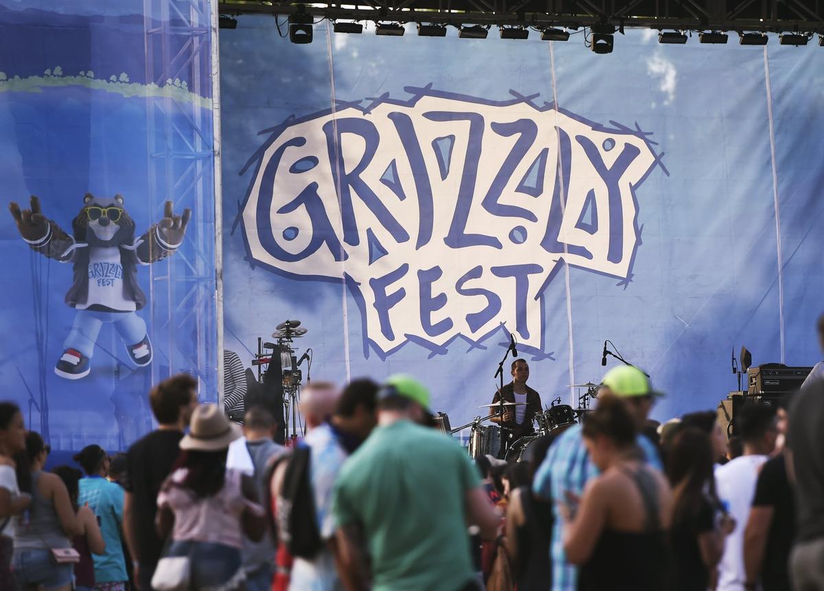A crowd has gathered for NIght Riots on the Sequoia stage on the first day of Grizzly Fest 2018 Friday, May 18, 2018 in Fresno.