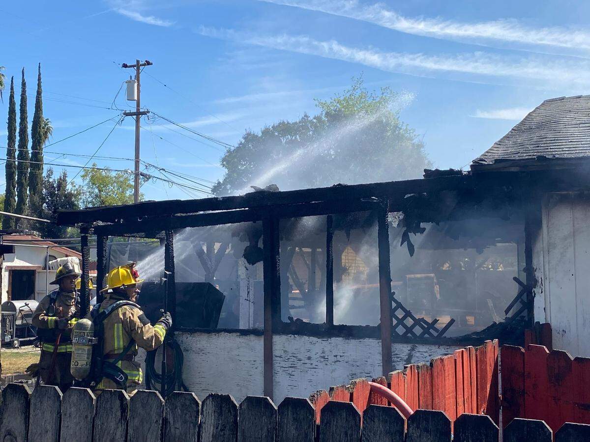 A home on Grant Avenue in Southeast Fresno was burned in a fire Thursday, April 14, 2022.