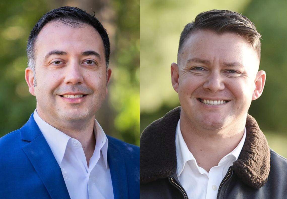 Voters in northeast Fresno will decide between Fresno City Council District 6 candidates Roger Bonakdar, left, and Nick Richardson in the November 2024 election.