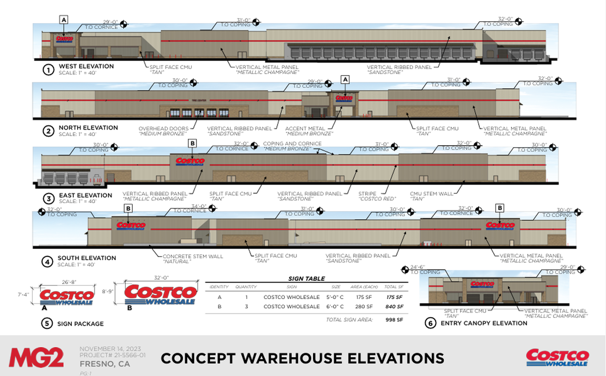 Conceptual drawings show what the Costco proposed for construction on Herndon Avenue and Riverside Drive in northwest Fresno would look like from the outside.