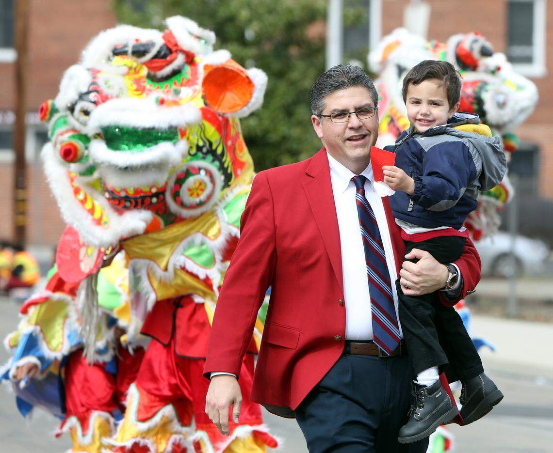 Fresno State University President Joe Castro and his wife were the grand marshals of the annual Chinese New Year parade in 2014 held at Fresno's Chinatown on Saturday.