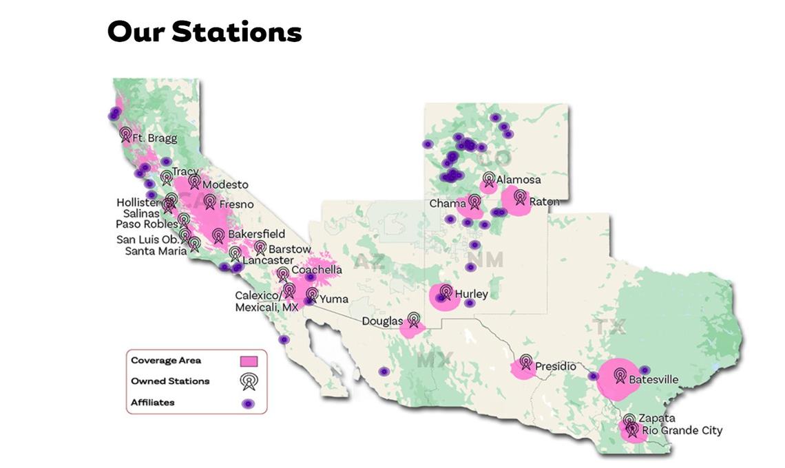 Radio Bilingüe owns and operates 15 radio stations in California including Fresno, Modesto, and San Luis Obispo, Arizona, New México and Texas, and has 92 affiliate radio stations across the country, Puerto Rico and Canada.&nbsp;&nbsp;