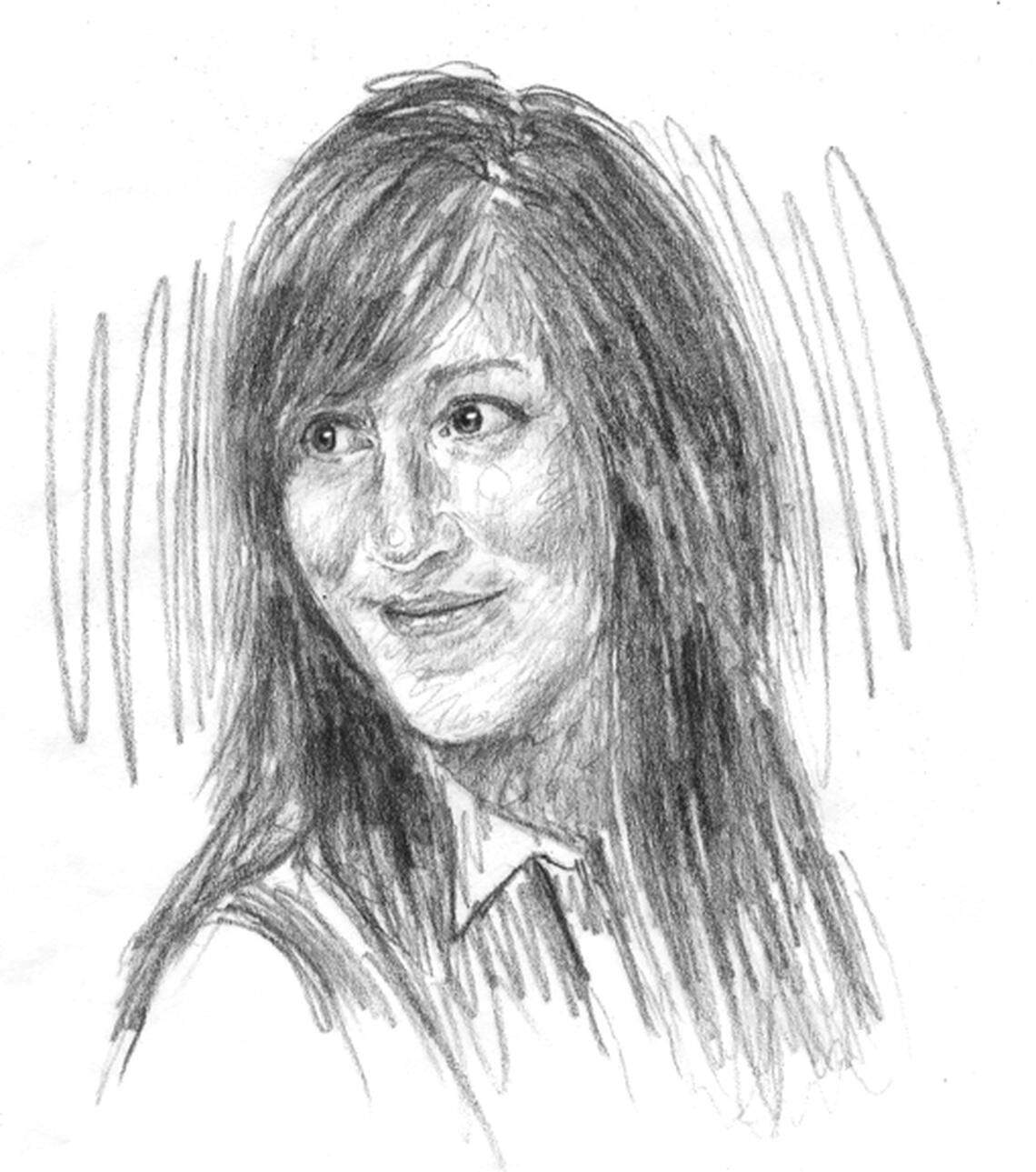 Pencil sketch of Diana Marcum