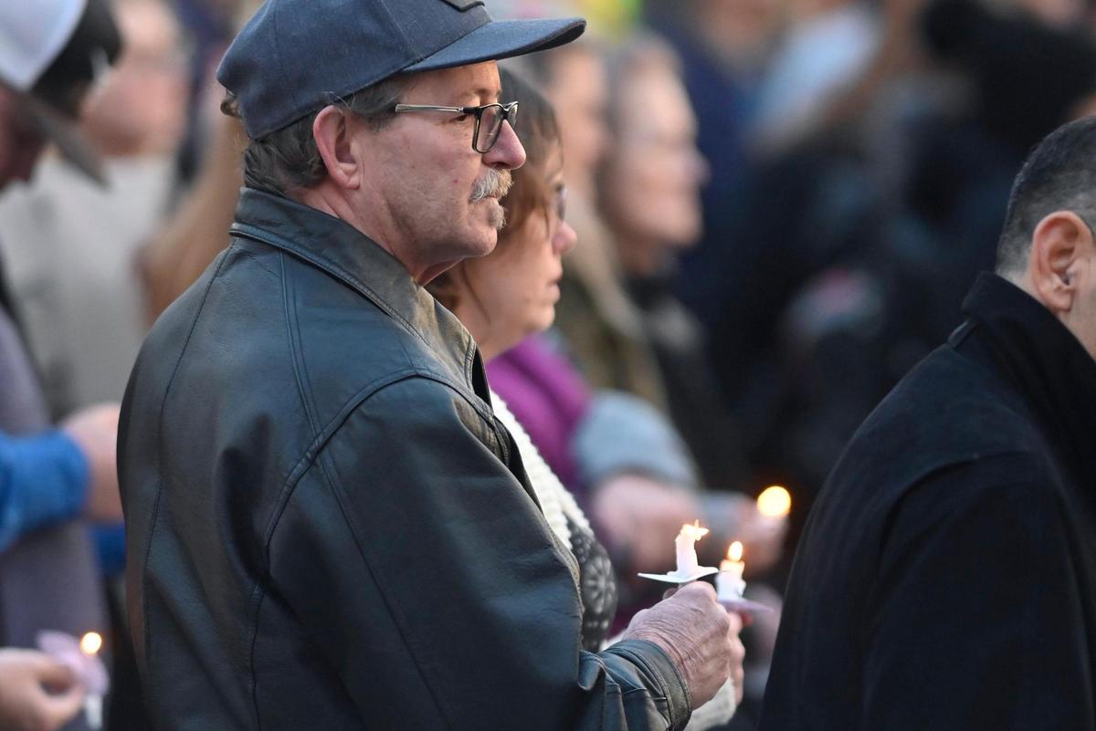 Hundreds gathered for a candlelight vigil for the Bond family following the murder of four family members Friday evening, Jan. 12, 2024 in Reedley.