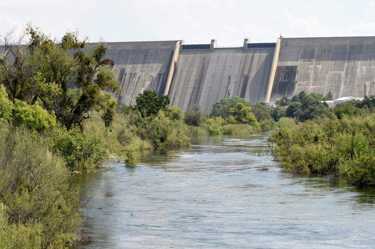 The San Joaquin River, brim-full with releases from Friant Dam of Millerton Lake water, Friday May 31, 2019.