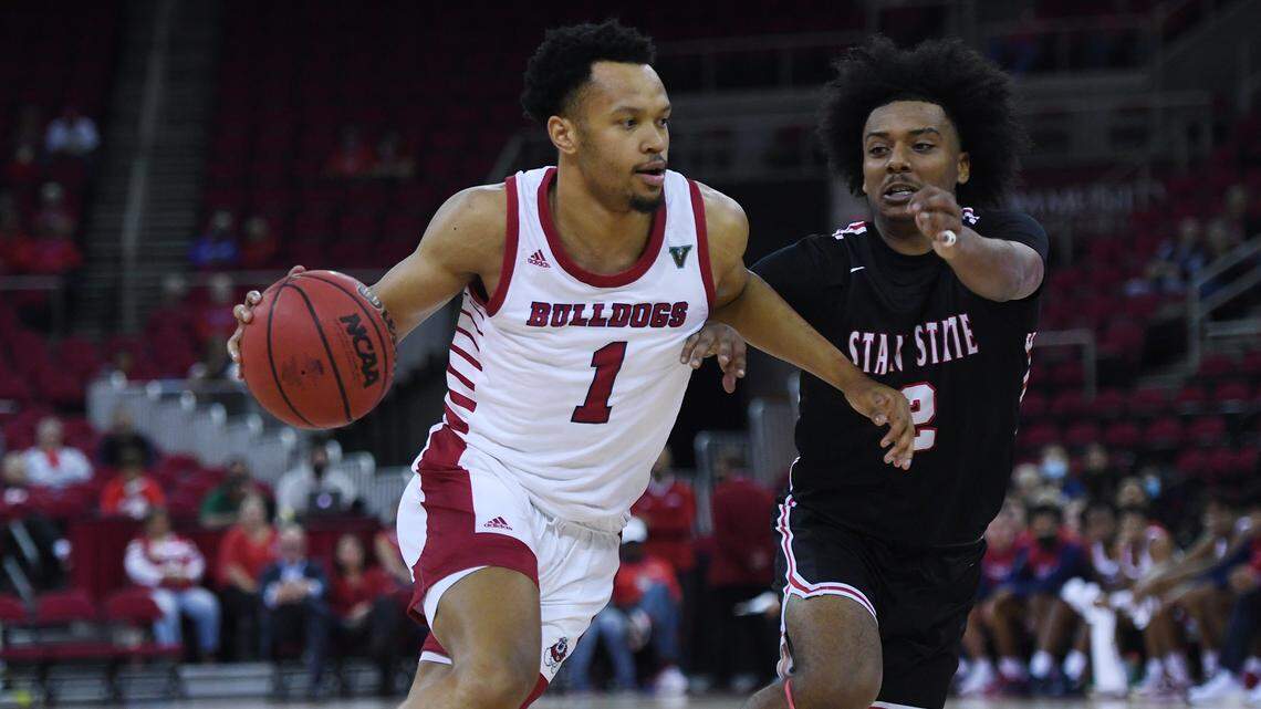 Fresno State guard Jemarl Baker, seen in a file photo, scored 18 points to lead the Bulldogs to a 63-55 victory over UC Irvine on Saturday at the Save Mart Center. Baker scored nine of those points in the final 2:53.
