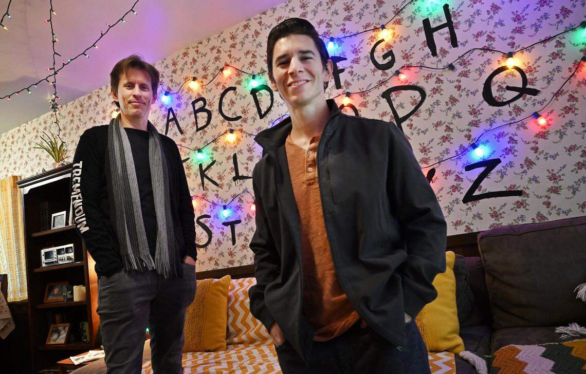 Travis Cluff, left, and Chris Lofing, right, have created a Stranger Things theme for their Airbnb house in Clovis. Photographed, Jan. 13, 2026 in Clovis.