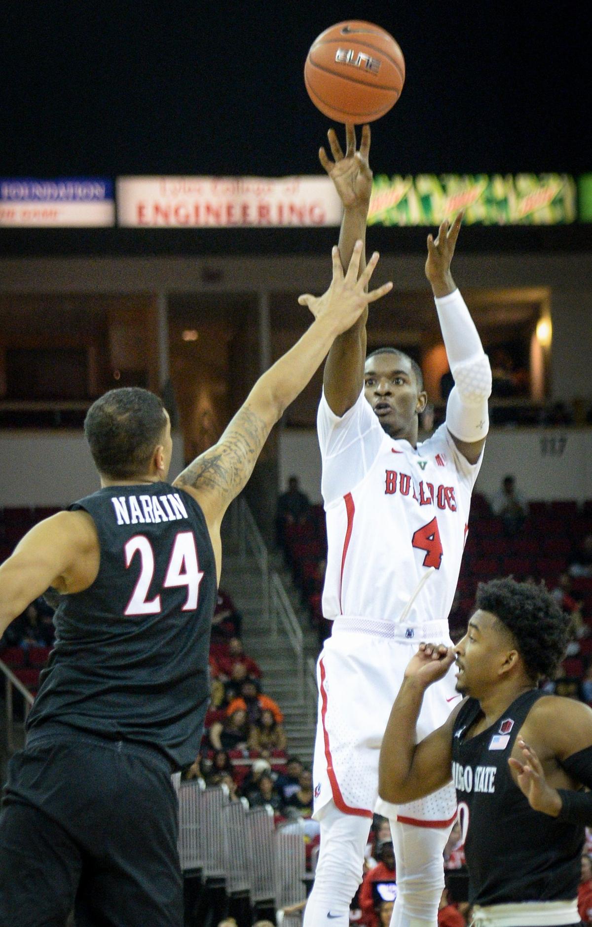 Fresno State guard Braxton Huggins hit 5 of 18 shots including 1 of 8 at the 3-point line in the Bulldogs’ 74-65 loss at Colorado State Saturday Jan. 26, 2019.