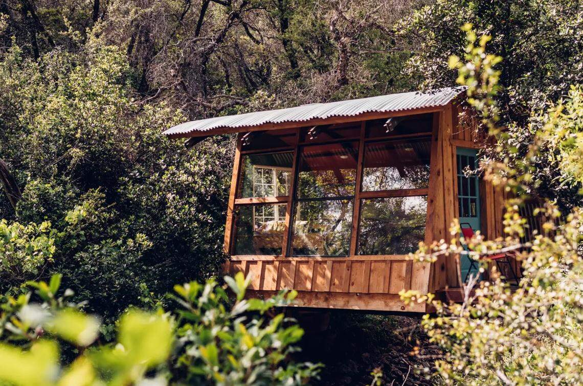 A cabin at Wondernut Farm near Groveland outside Yosemite National Park.