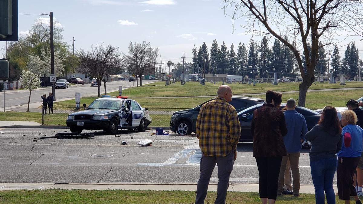 A Selma police car was involved in a multi-vehicle crash Sunday, March 1, 2020. The California Highway Patrol was investigating.