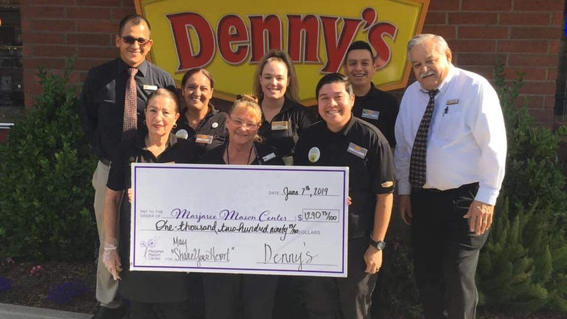 Denny’s locations around Fresno raised money for the Marjaree Mason Center and presented a check on Friday, June 7, 2019.