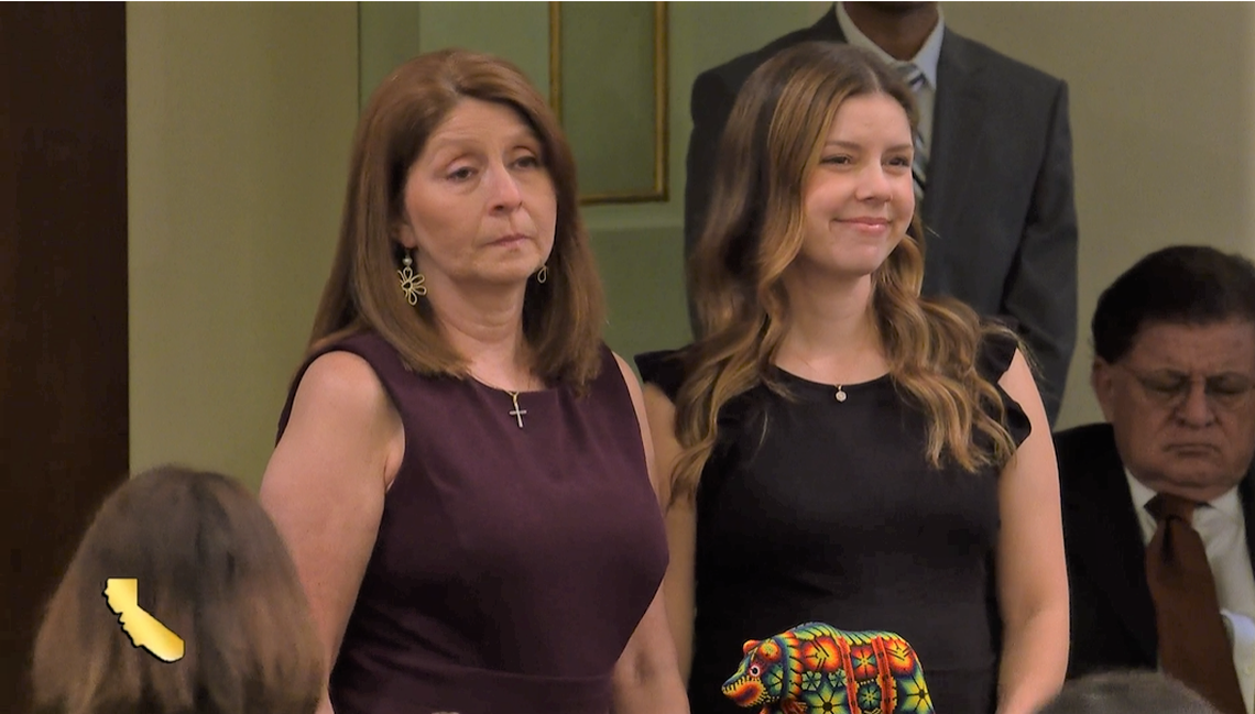 Pictured are Alfred Díaz-Infante’s wife Elvira and his daughter Karina (In Memoriam), who was one of the nine honorees that were recognized for the 20th annual Latino Spirit Awards on each floor of the legislature during presentations by Latino Caucus Chair María Elena Durazo in the Senate and Vice-Chair Robert Rivas in the Assembly.