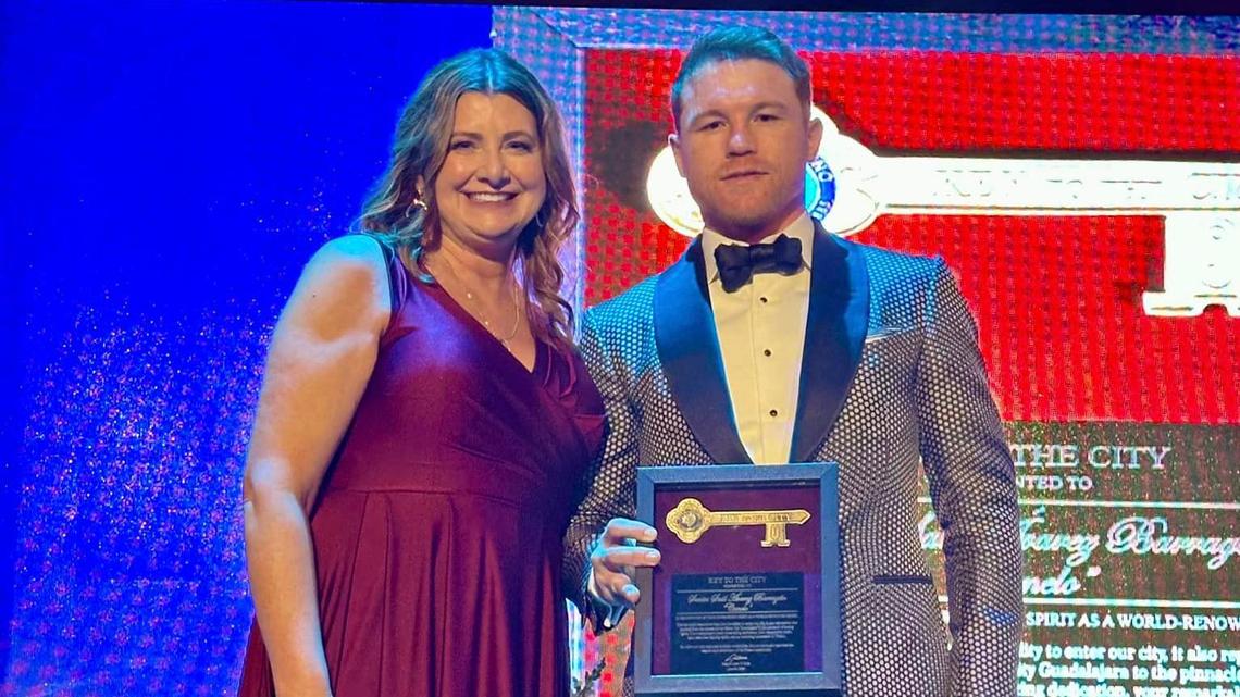 Professional Mexican boxer Saul “Canelo” Álvarez received the Key to the City of Fresno – the symbolic gesture granting the invitation to come and go into the community - from city manager Georgeanne White on June 21.