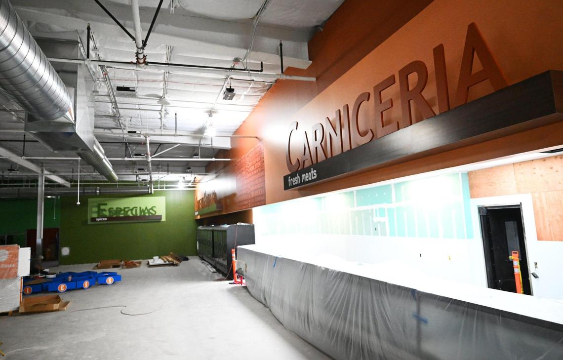 Construction continues for the new El Super grocery store in the former Sears at Manchester Center.